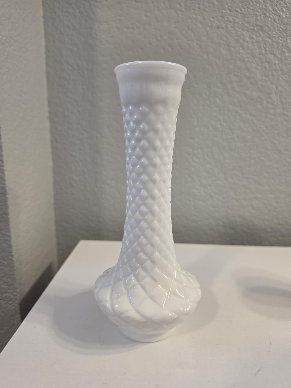 White Milk Glass Textured Glass Bud Vase - Unbranded